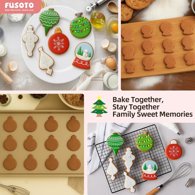 FUSOTO 6PCS Snow Globe Ornament Cookie Cutter Set, Christmas Cookie Cutters, Holiday Shaped Biscuit Molds, Stainless Steel Baking Supplies for Homemade Cookies, Christmas Snow Globe Ornament - Image 2